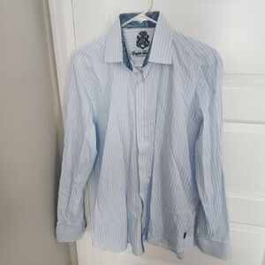 English Laundry Button Down Blue Stripe Mens Size 16 34/35